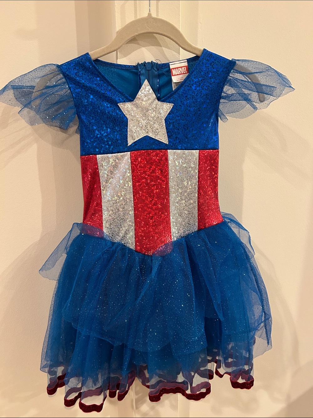 Marvel Blue, Red, and White Captain America Sparkle Tutu Costume